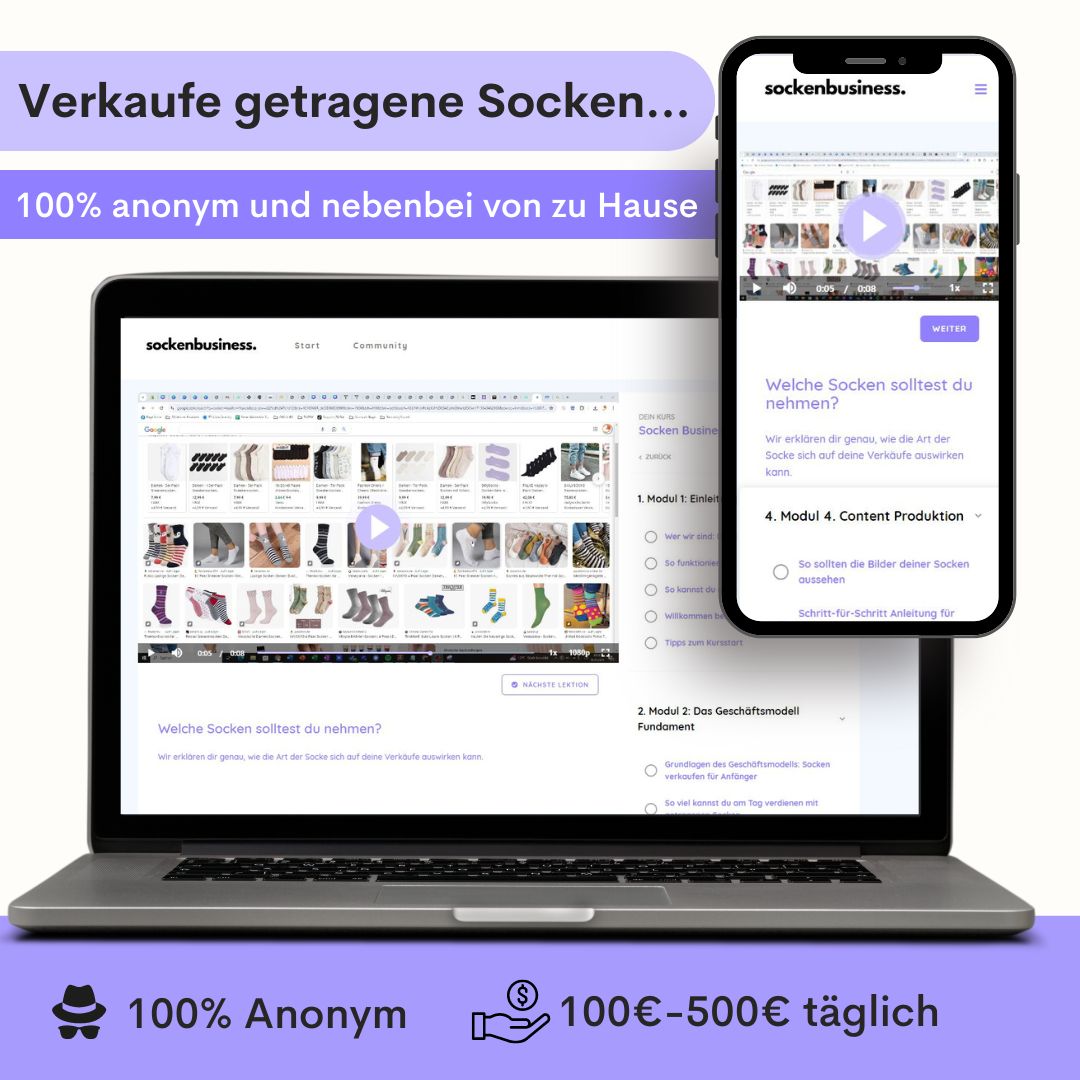 Videokurs zeigt dir: Wie du deine getragenen Socken 100% anonym verkaufen kannst